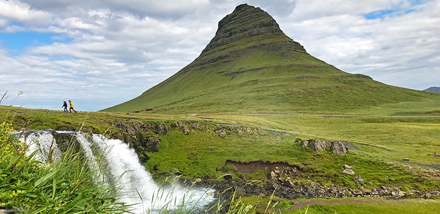 Kirkjufellsfoss waterfall is among stops on Snæfellsnes private tour