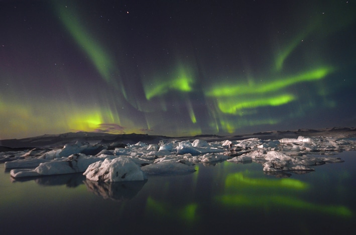 Northern Lights, the Glacier Lagoon and ice bergs